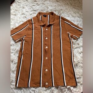 J. Crew Men's Tan and Black Striped Shirt